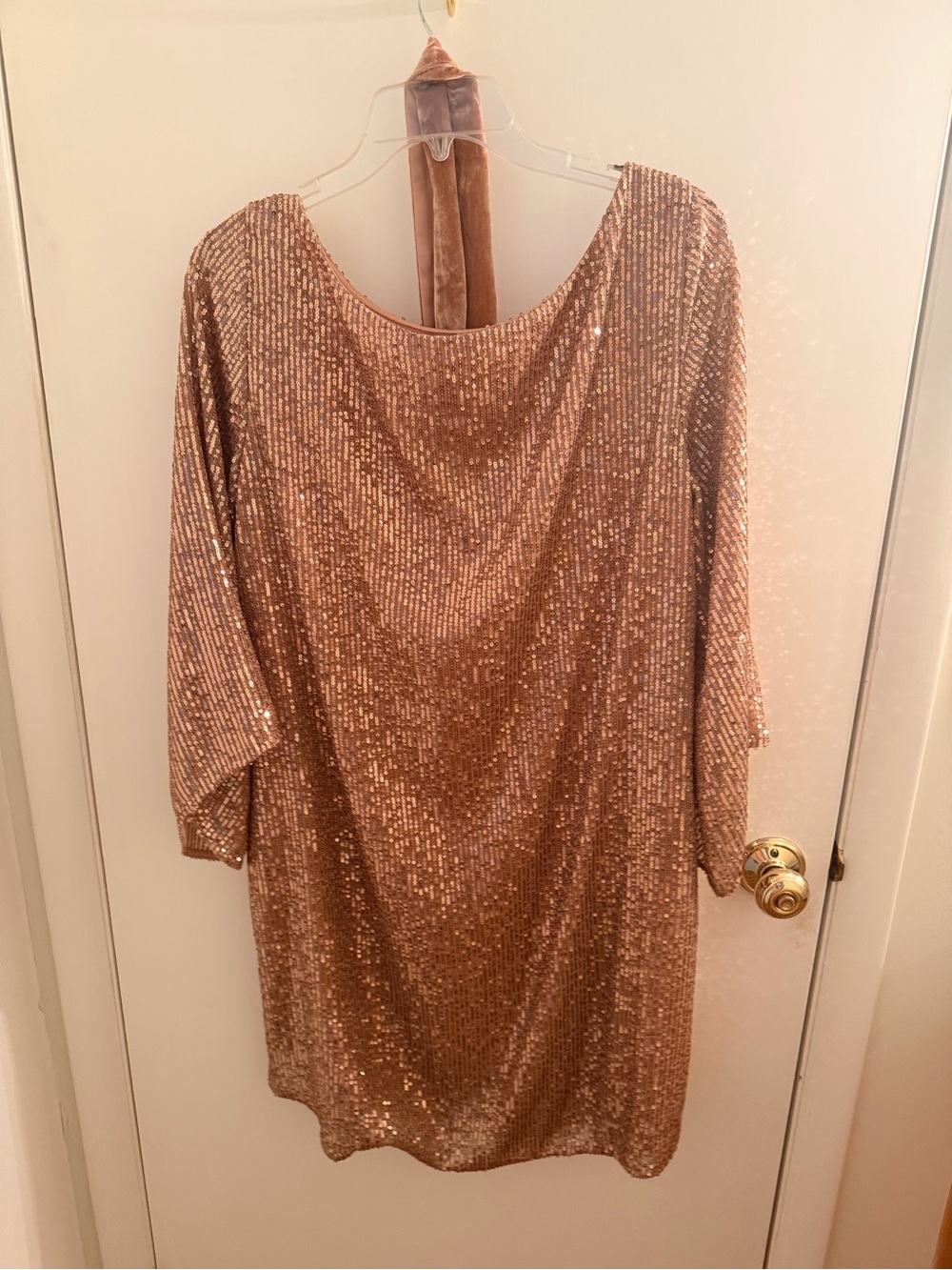 Anthropologie Rose Gold Sequin Shift Dress